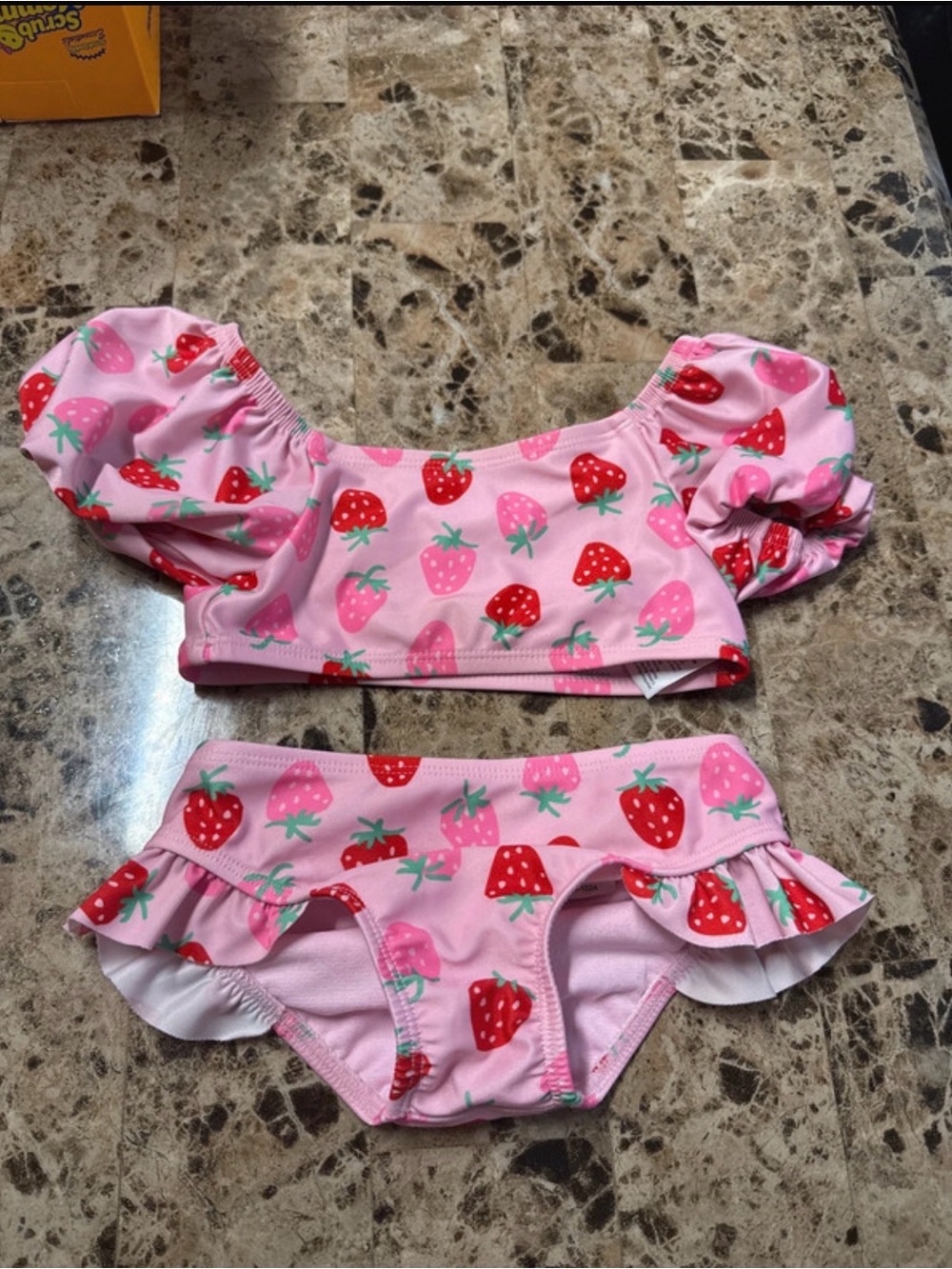 wonder nation Pink and Red Strawberry Two-Piece Swim Set